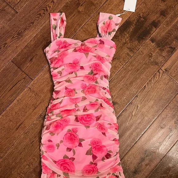 Pink Floral Ruched Dress katie - Picture 7 of 10